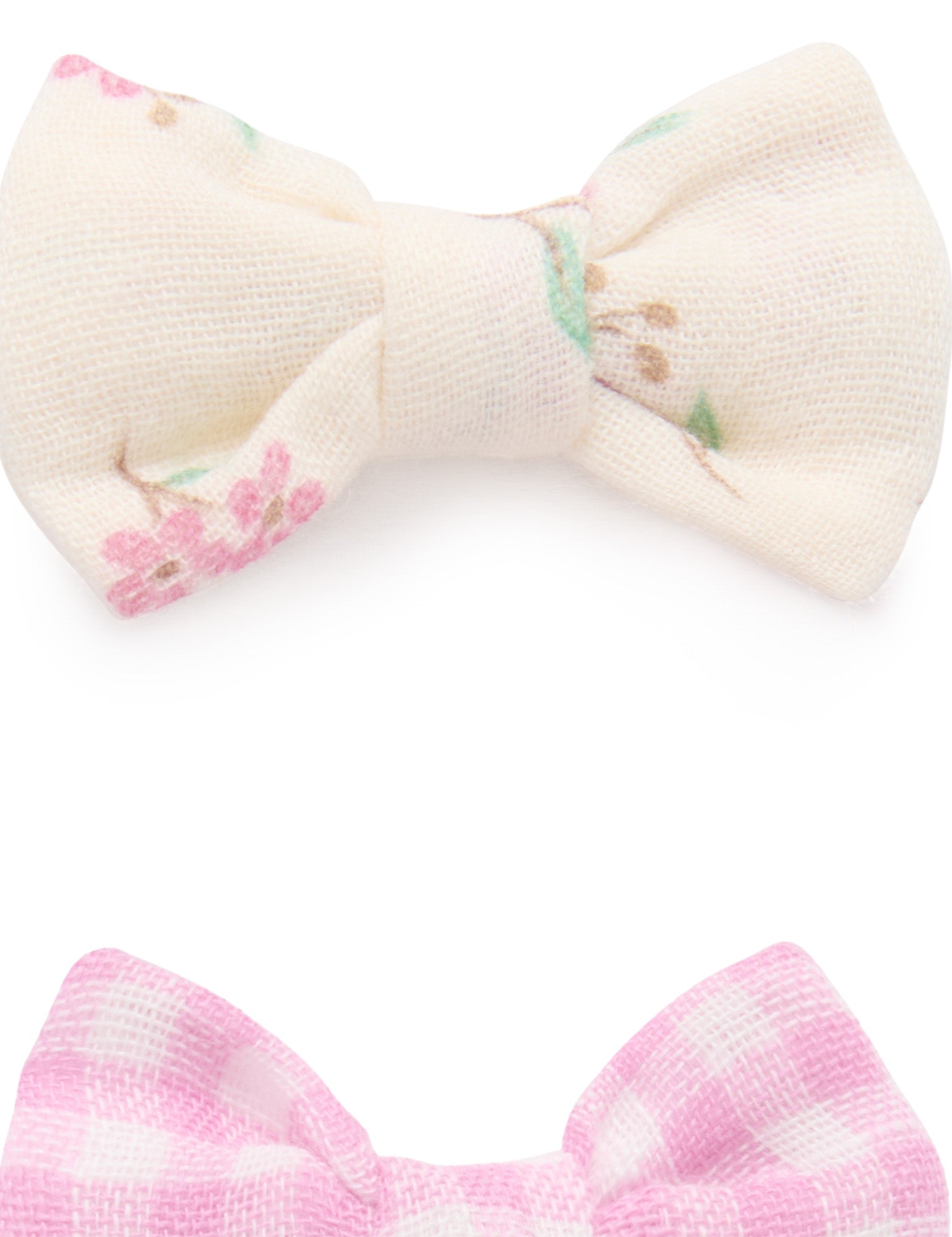 Purebaby 2 Pack Bow Hairclips Passionfruit Gingham Baby Hair Clips