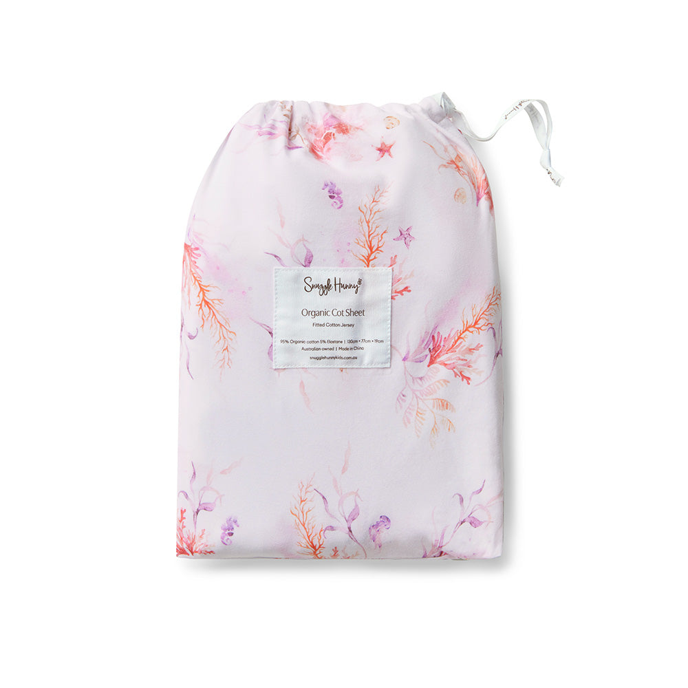 Snuggle Hunny Coral Organic Fitted Cot Sheet Cot Baby Bunting AU