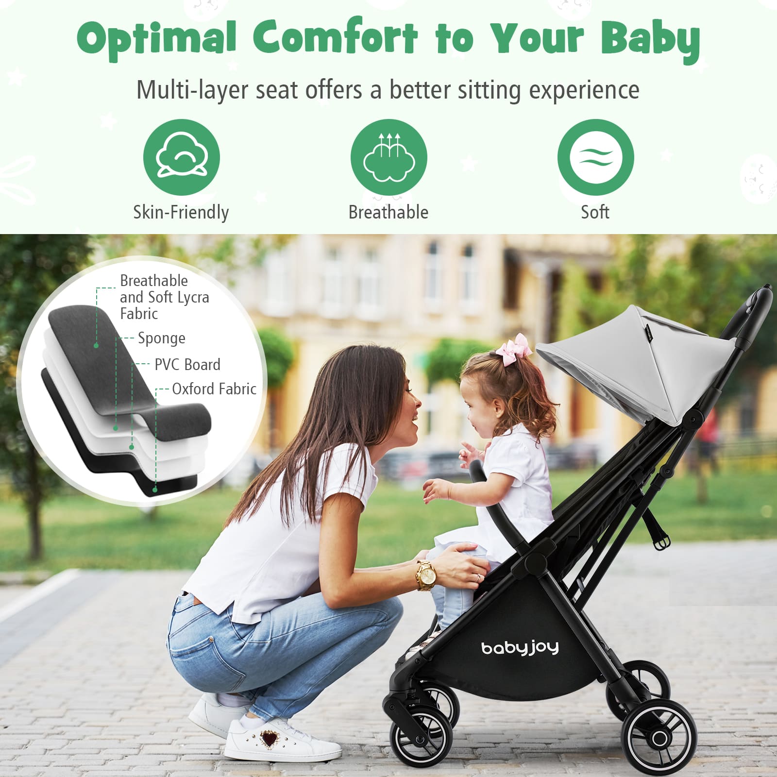 Baby Joy Folding Compact Travel Stroller Jogger w/ Adjustable