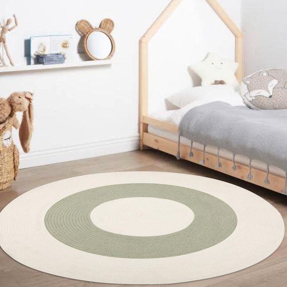 La Grace Lorena Braided Sage Green Off - White Reversible Kids Rug