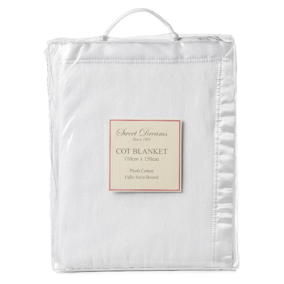 Sweet Dreams Cot Cotton Fleece Blanket - White