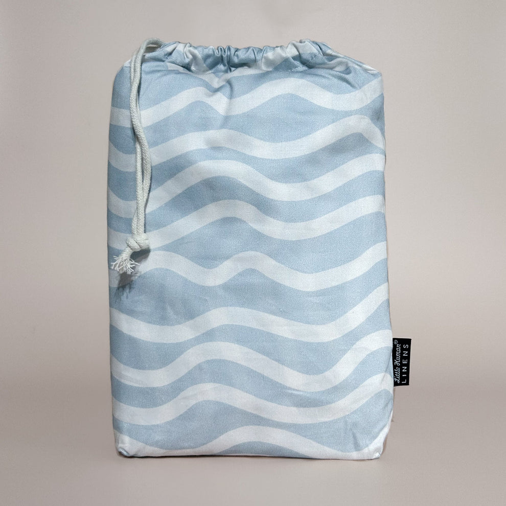 Little Human Linens Cot Waterproof Sheet, Bright Waves