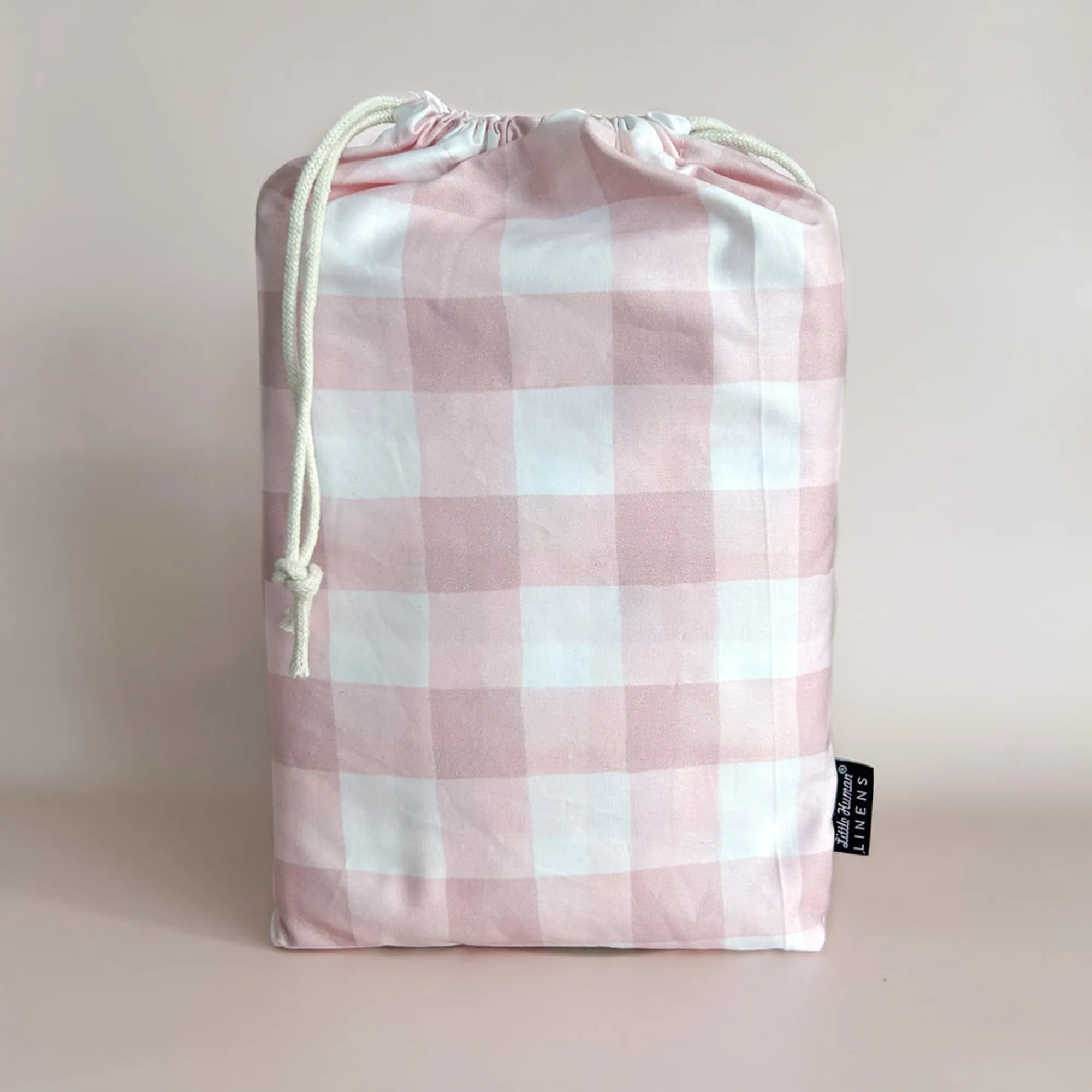 Little Human Linens Cot Waterproof Sheet - Pink Gingham
