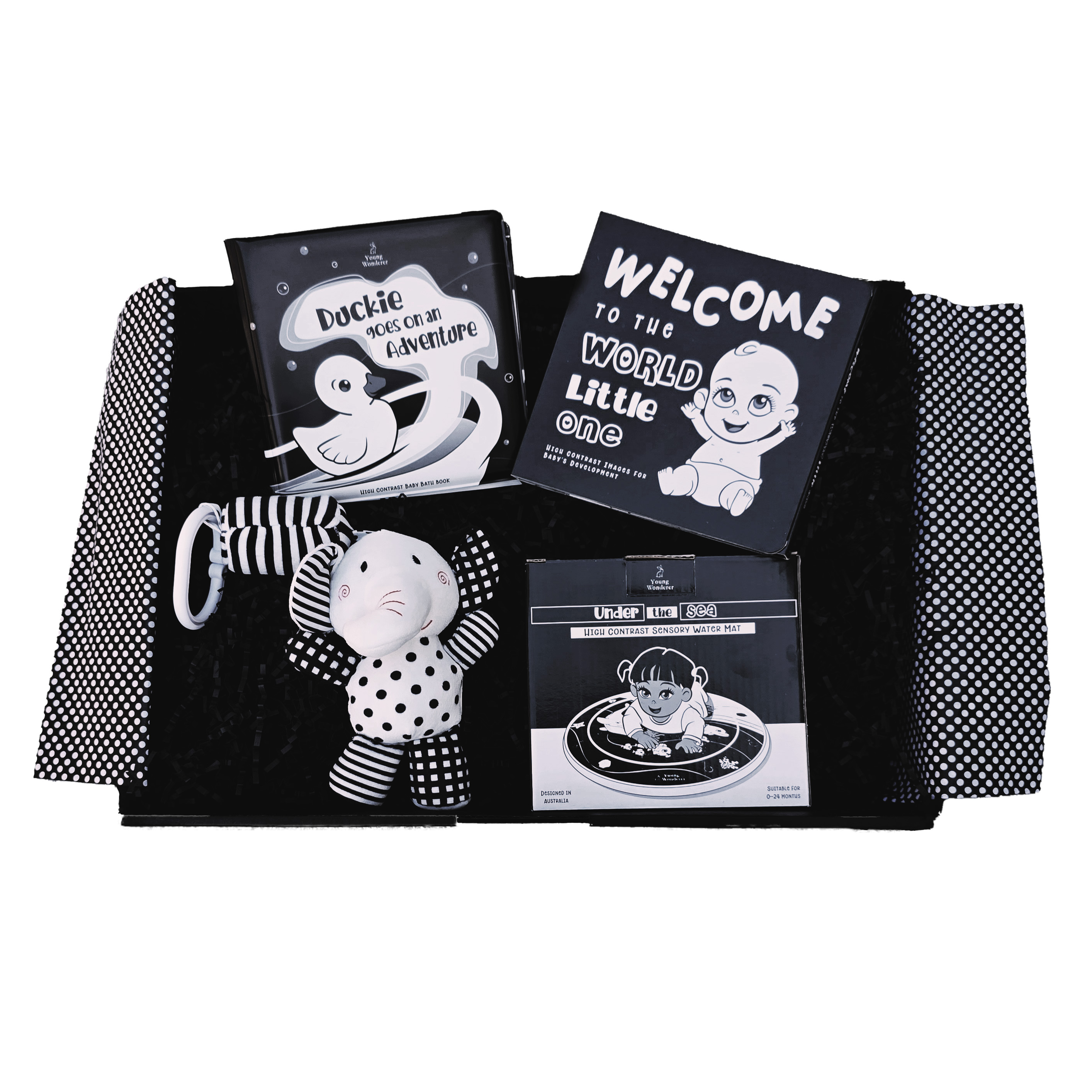 Young Wonderer Little Wonder High Contrast Baby Gift Set, Elephant