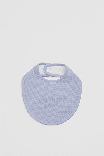 Country Road Organically Grown Cotton Waffle Bib, Bluebell