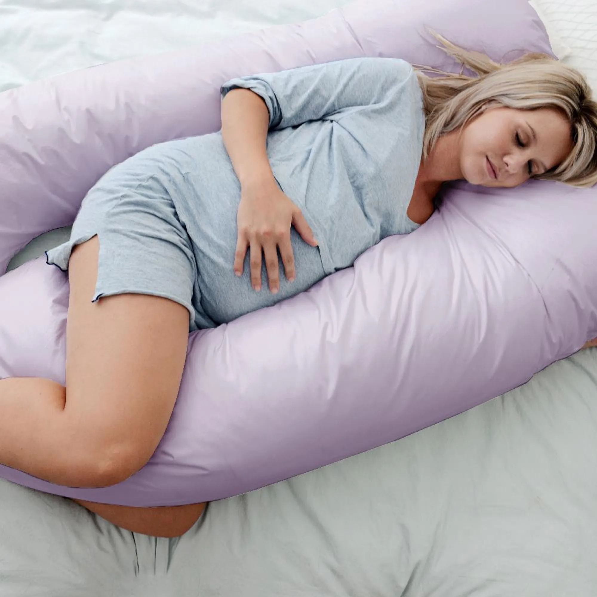 Woolcomfort Maternity Nursing Sleeping Body Pillow with Pillowcase - Lilac
