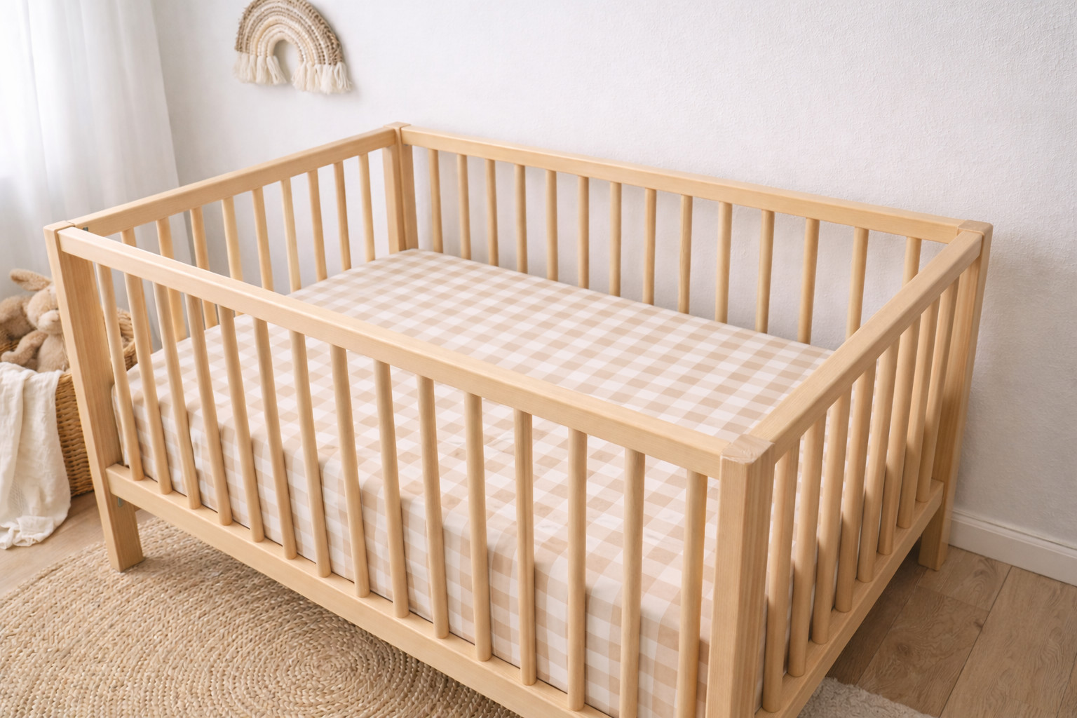 Tiny Blessings Cot Sheets, Gingham
