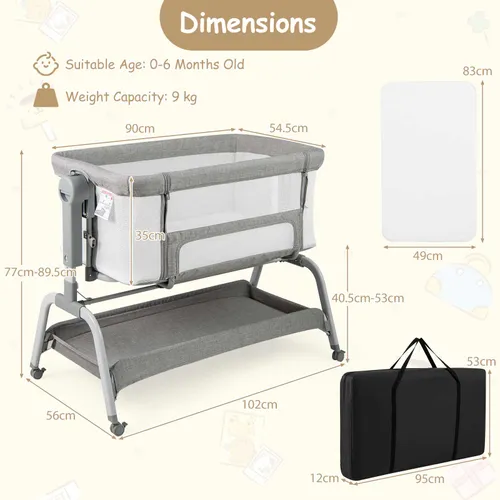 Bedside Bassinet For Baby BABY JOY Baby Bedside Crib, Portable