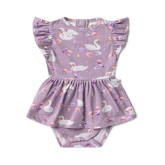 Snuggle Hunny Swan Lake Short Sleeve Organic Dress