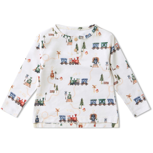 Snuggle Hunny Trains Organic Long Sleeve Top