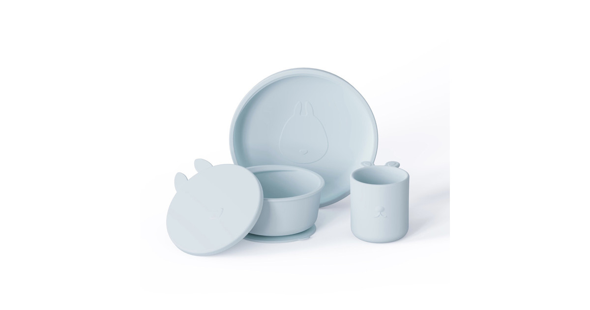 My Pure 4 Piece Silicone Baby Feeding Set - Blue | Baby Bunting AU