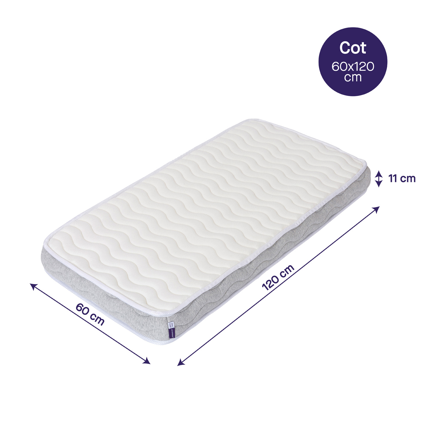 ClevaFoam Pocket Sprung Cot Mattress, 60 x 120 x 11 cm