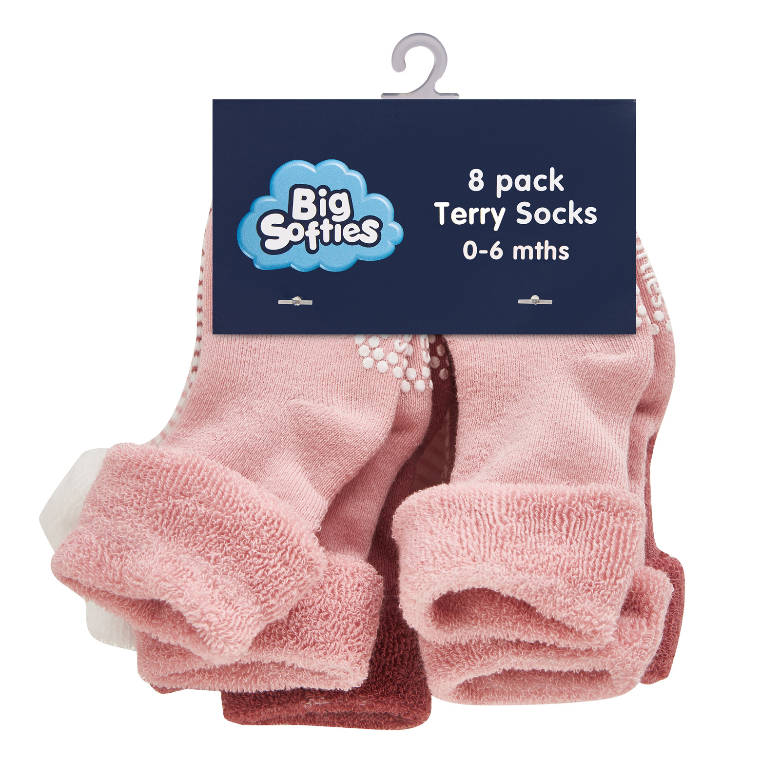 Big Softies Baby Girl's 8-Pack Anti-Slip Terry Socks