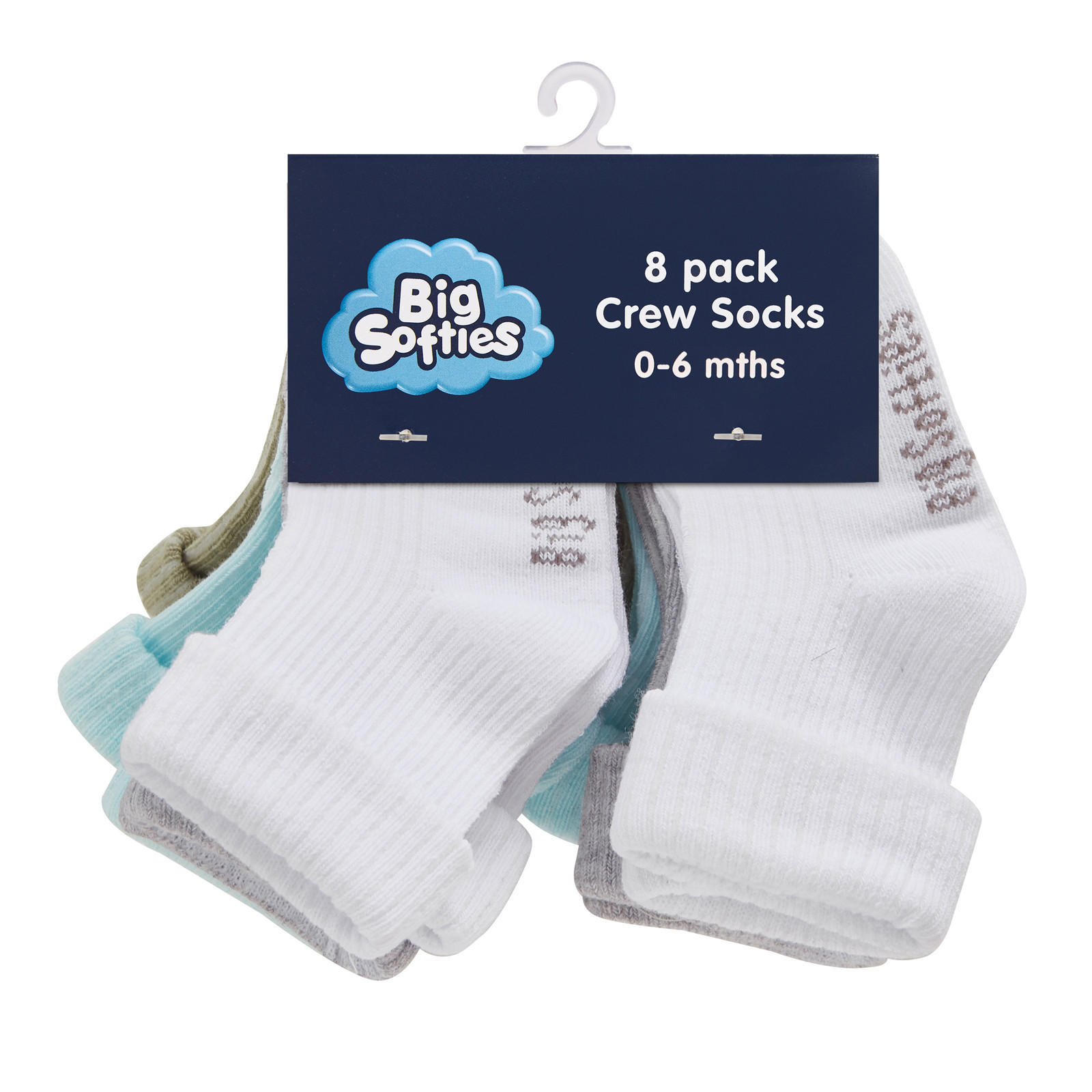 Big Softies Baby Boy's 8-Pack Crew Socks