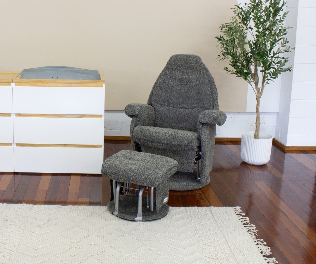 Babyhood Vogue Feeding Glider Chair Ottoman Boucle Grey Baby - Main Image