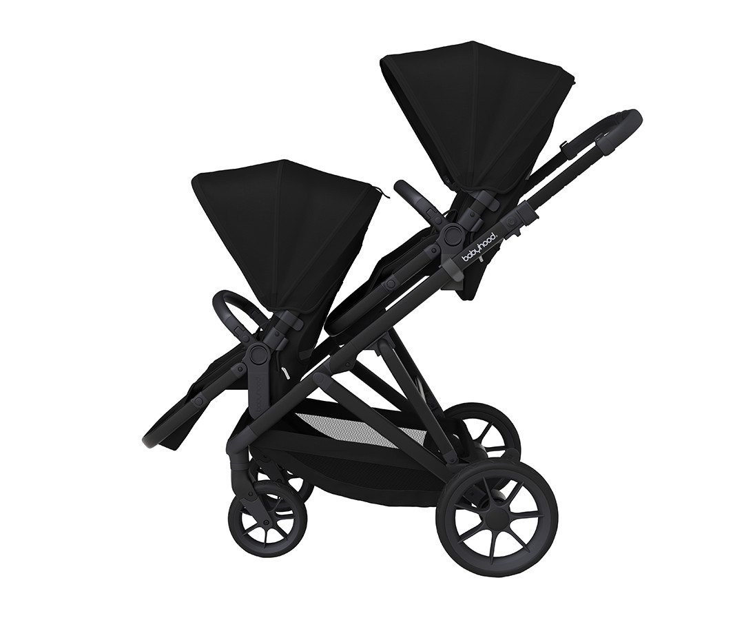 Babyhood Doppio Plus Stroller Double 2 x Seats, Black