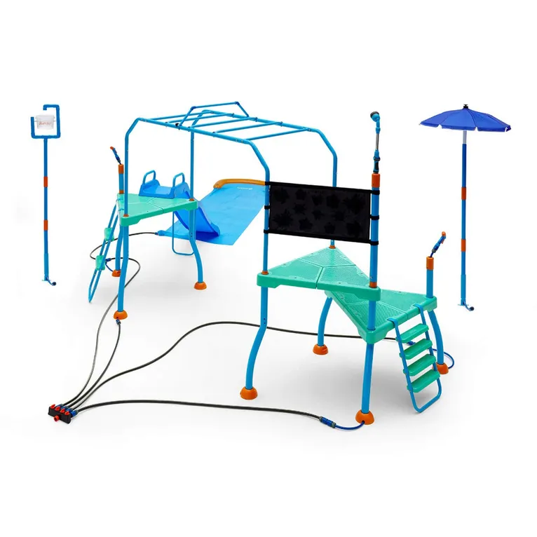 Plum Play AU Water Blaster Course Climbing Frame w/ 6ft Slide & Sprinklers - Blue