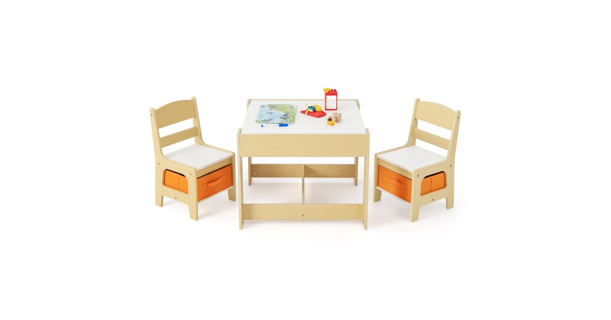 Baby Joy 3 in 1 Kids Table & Chair Set with Reversible Tabletop ...