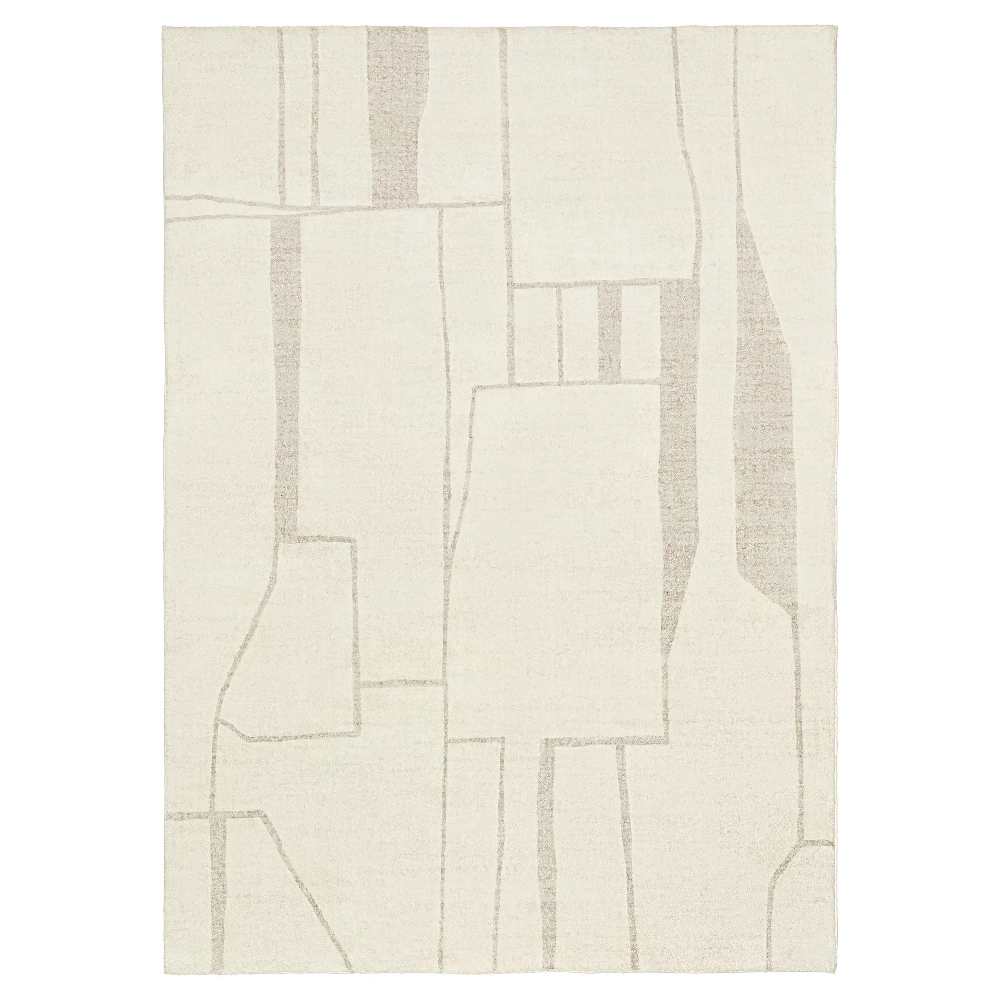 Miss Amara Kaliko Beige Abstract Pattern Washable Rug