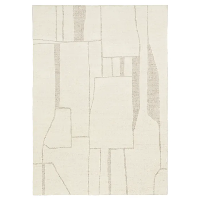 Miss Amara Kaliko Beige Abstract Pattern Washable Rug