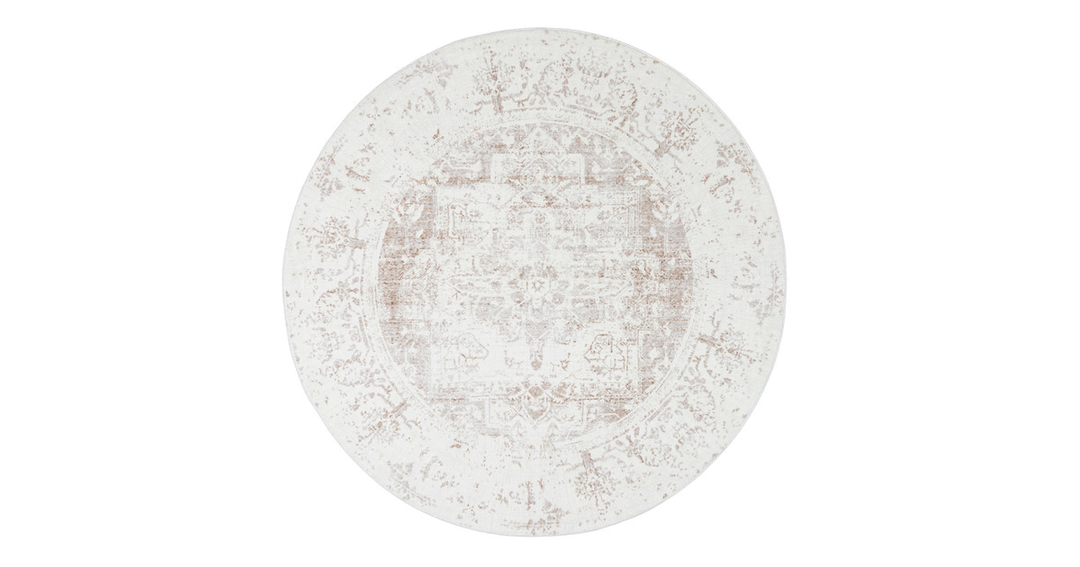 Miss Amara Cabanela Cream and Beige Washable Round Rug | Baby Bunting AU