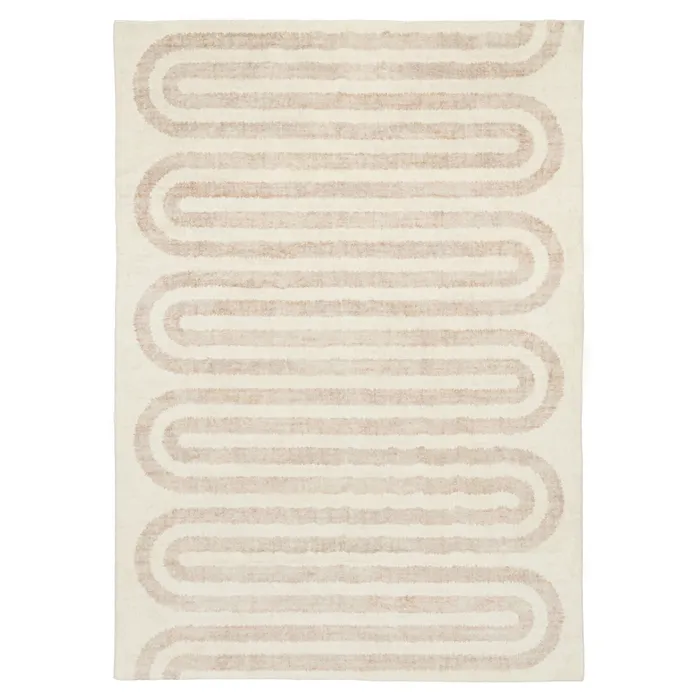 Miss Amara Sargola Ivory Curve Pattern Washable Rug
