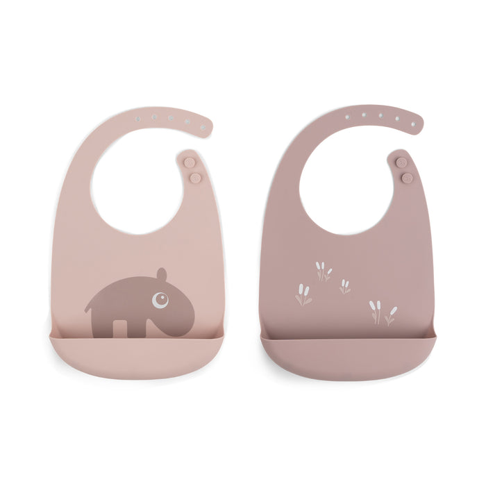 Done by Deer Silicone Bib 2 Pack, Powder