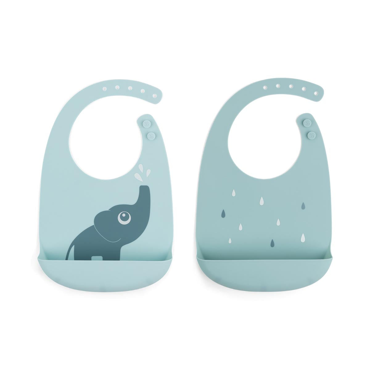 Done by Deer Silicone Bib 2 Pack, Blue