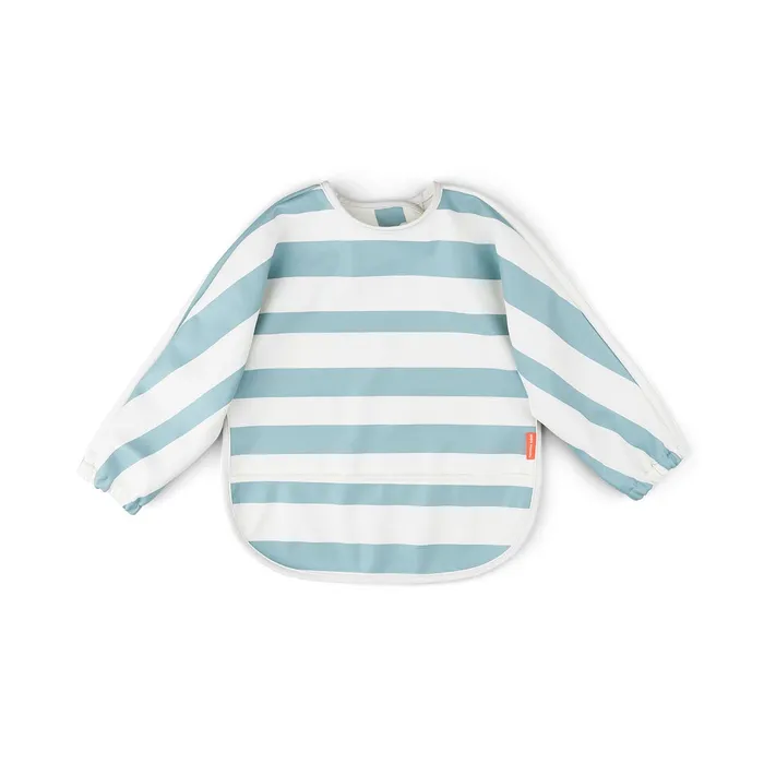 Done by Deer Sleeved Pocket Bib Striped - Blue