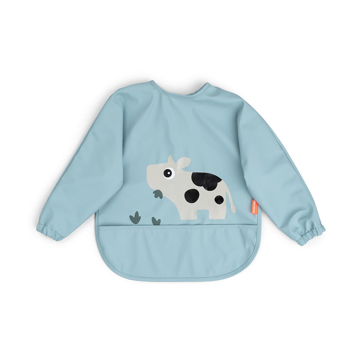 Done by Deer Sleeved Pocket Bib Tiny Farm, Blue