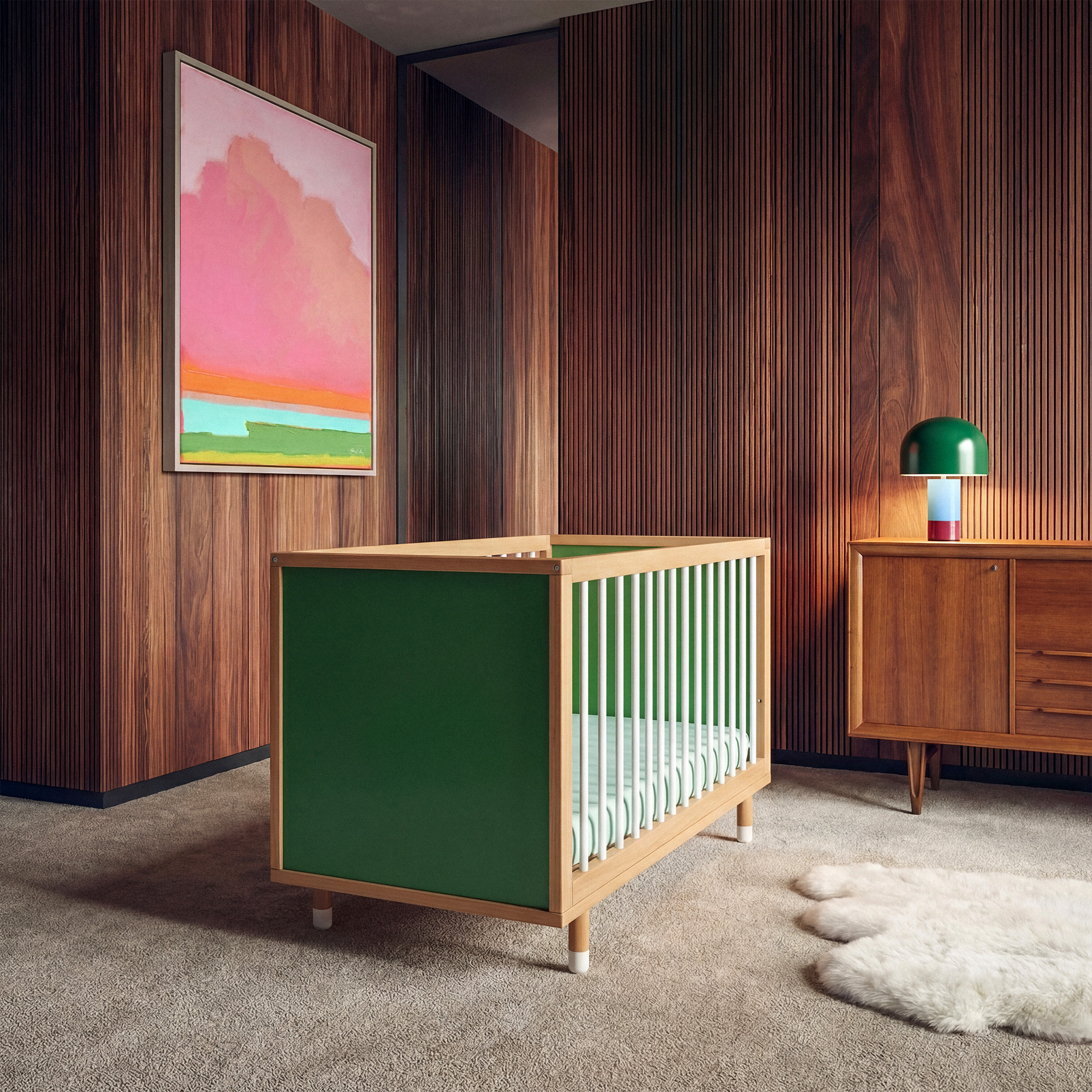 Bold Baby Cot, Green and Mint