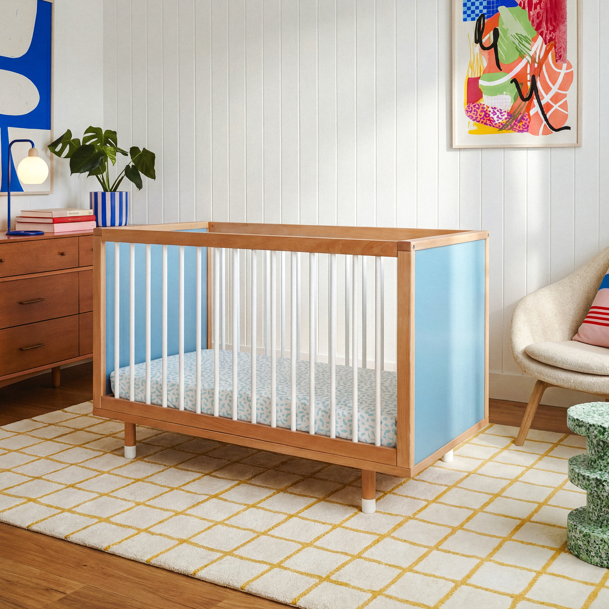 Bold Baby Cot, Blue and Deep Blue
