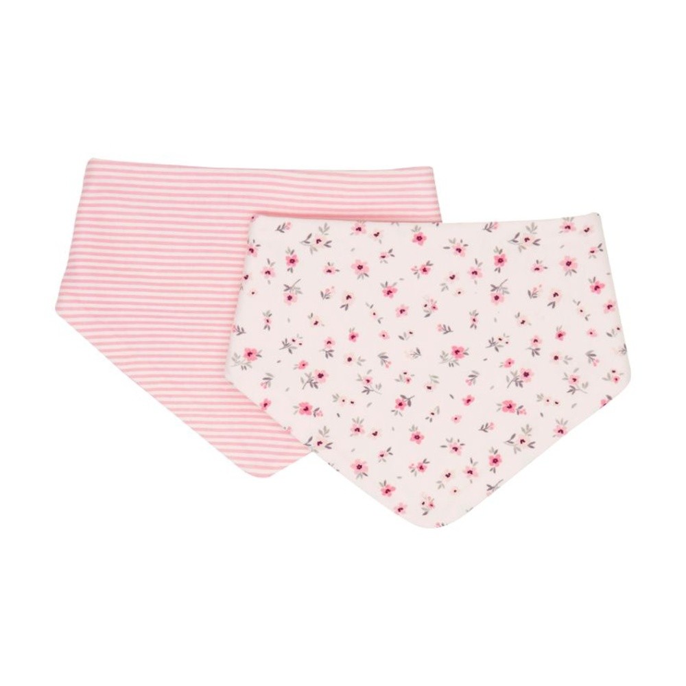 2pc All4Ella Bandana Bibs 100% Cotton Reversible 6m+ Pink Petals