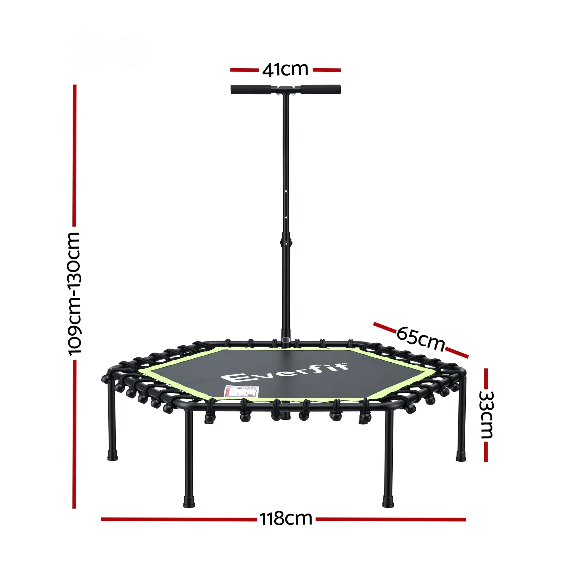Everfit 48inch Hexagon Trampoline with Adjustable Handrail - Green