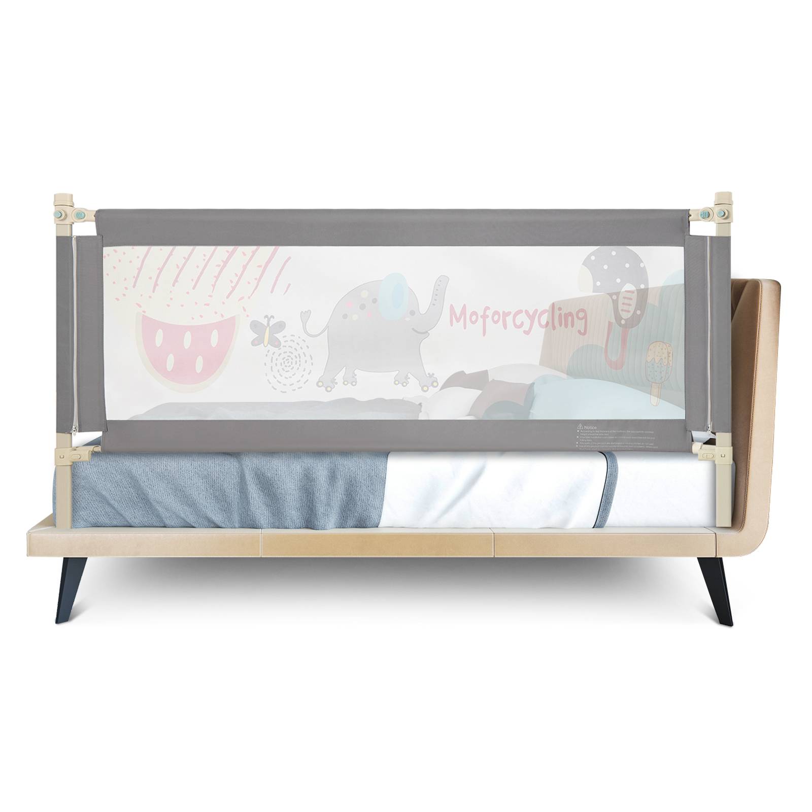 Baby Joy 175cm Baby Bed Rail Oxford Fabric Height-Adjustable Bed Guard