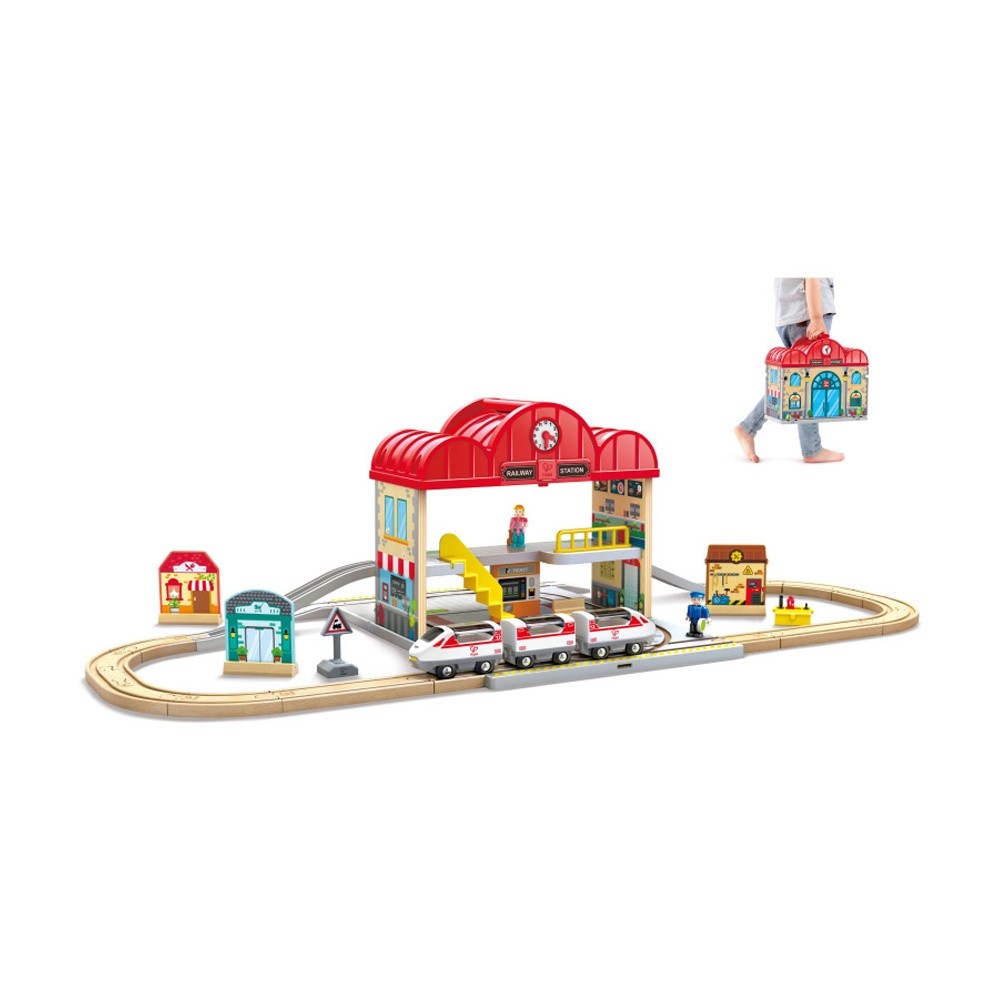 Hape Portable Train Station Set