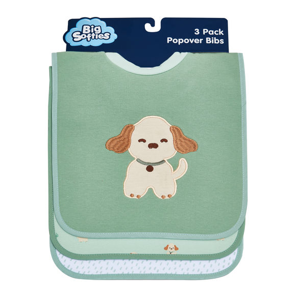 Big Softies 3 Pack Popover Bibs - Puppy