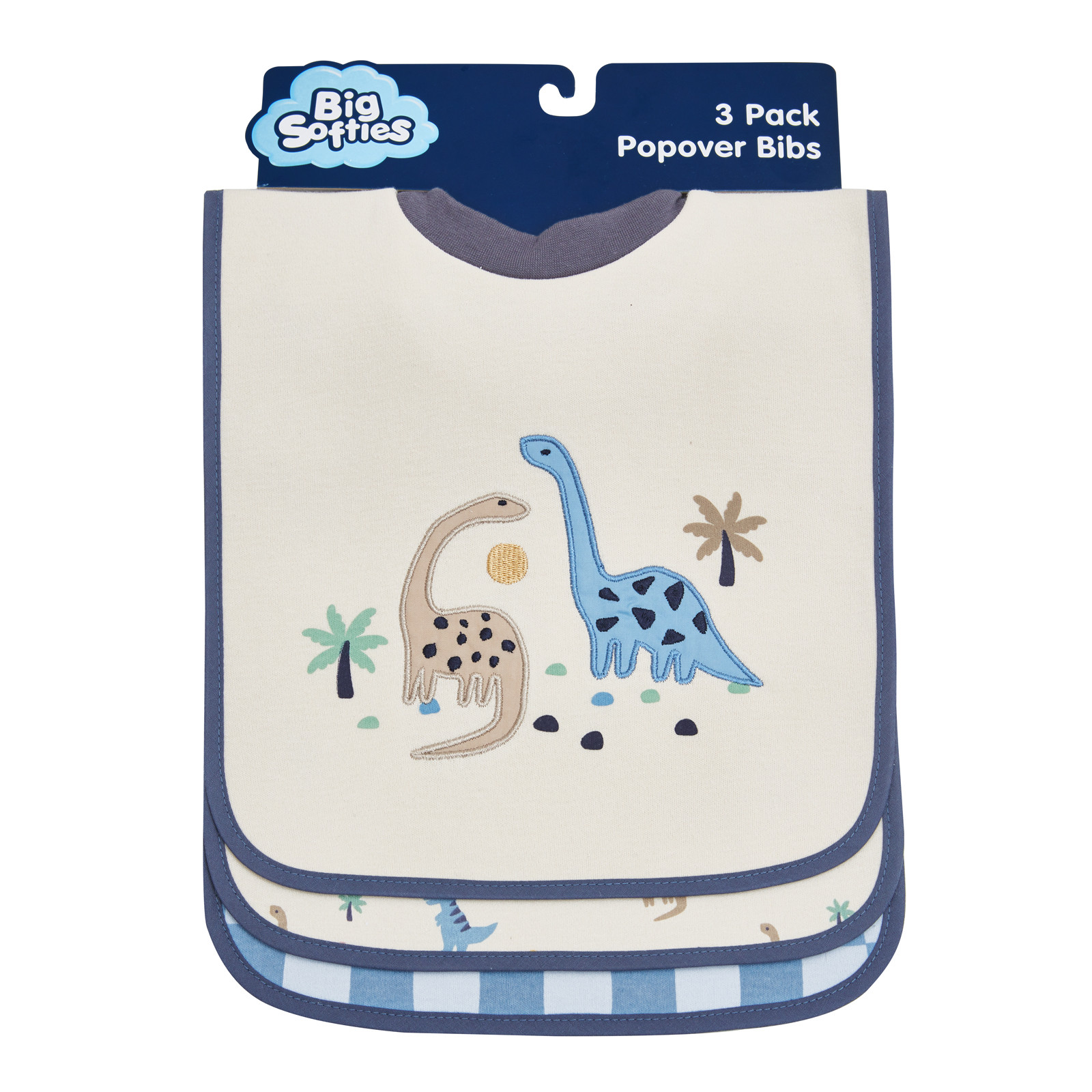 Big Softies 3 Pack Popover Bibs, Dino