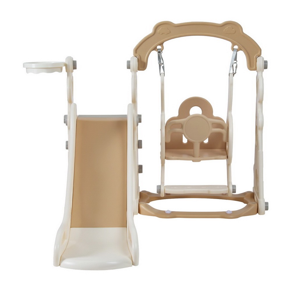 Keezi Kids Slide, Swing and Basketball Set, 160cm, Beige
