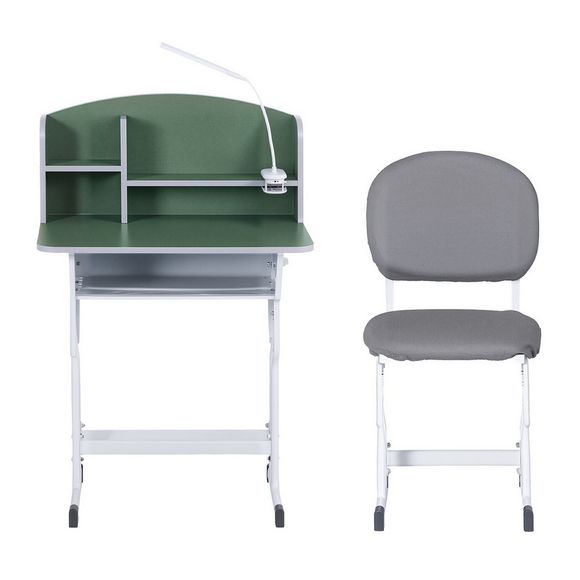 Keezi Kids Adjustable Study Desk Chair Set with LED Lamp - Green