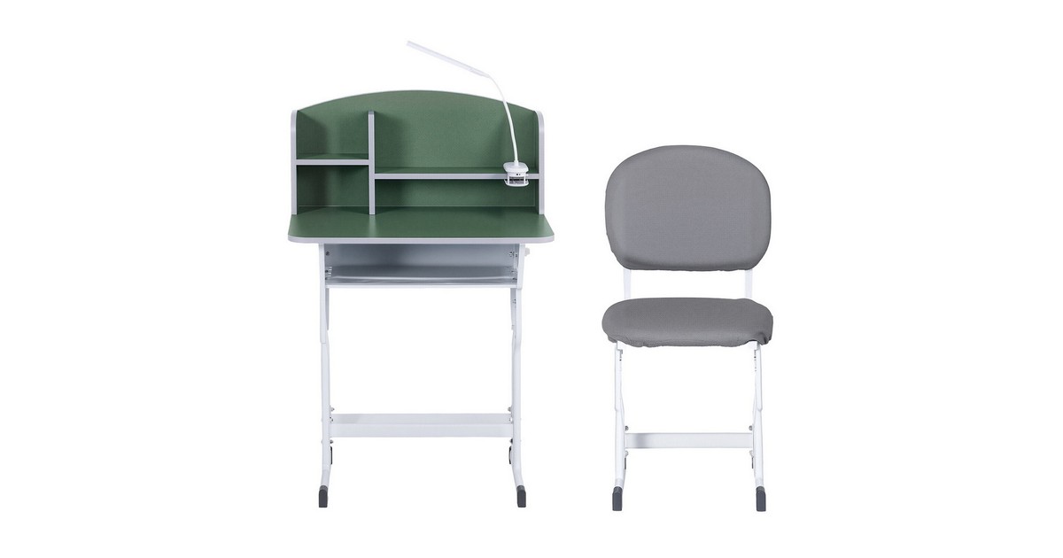 Keezi Kids Adjustable Study Desk Chair Set with LED Lamp - Green | Baby ...