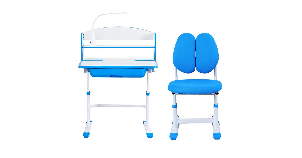 Keezi Kids Adjustable Study Desk Chair Set with LED Lamp - Blue | Baby ...