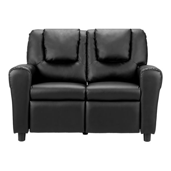 Keezi Kids Double PU Leather Recliner Chair - Black