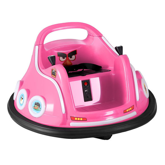 Rigo Electric Ride on Bumper Cars with Angry Birds Stickers - Pink