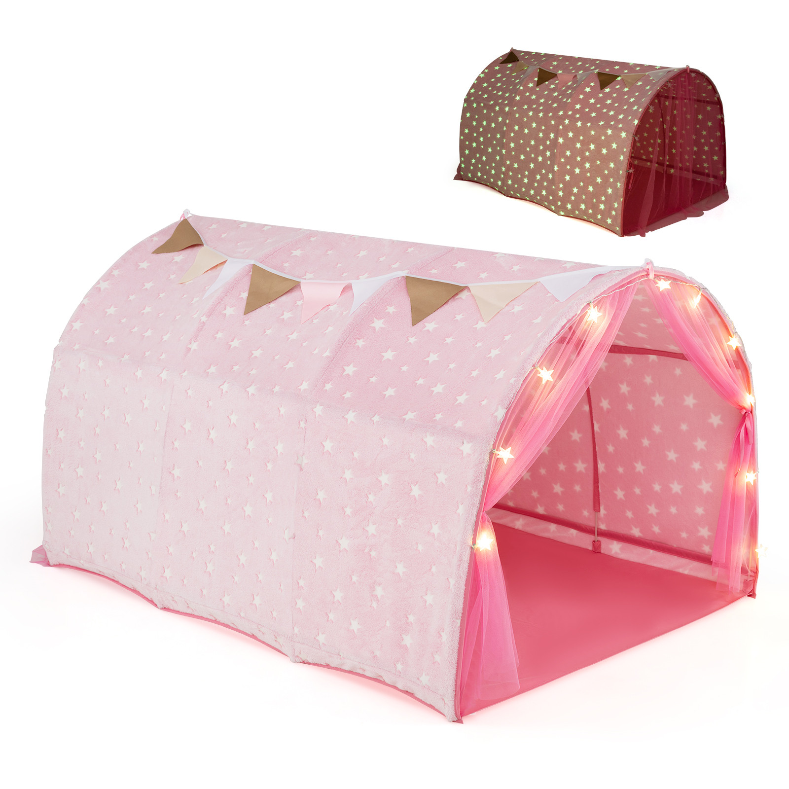 Baby Joy Glow in the Dark Playhouse with Lights & Net, Pink