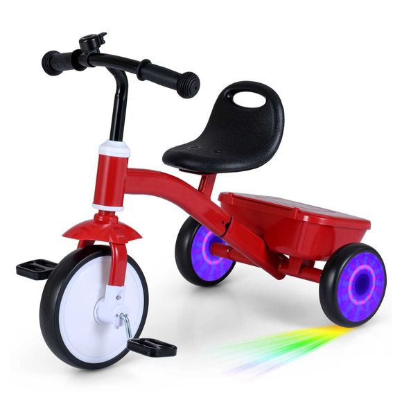 Baby Joy Glowing Ride-On Trike with Adjustable Seat and Pedal