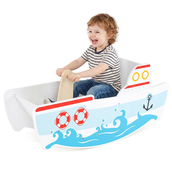 Baby Joy Wooden Rocking Horse Ride on & Nautical Ship Riding Boat
