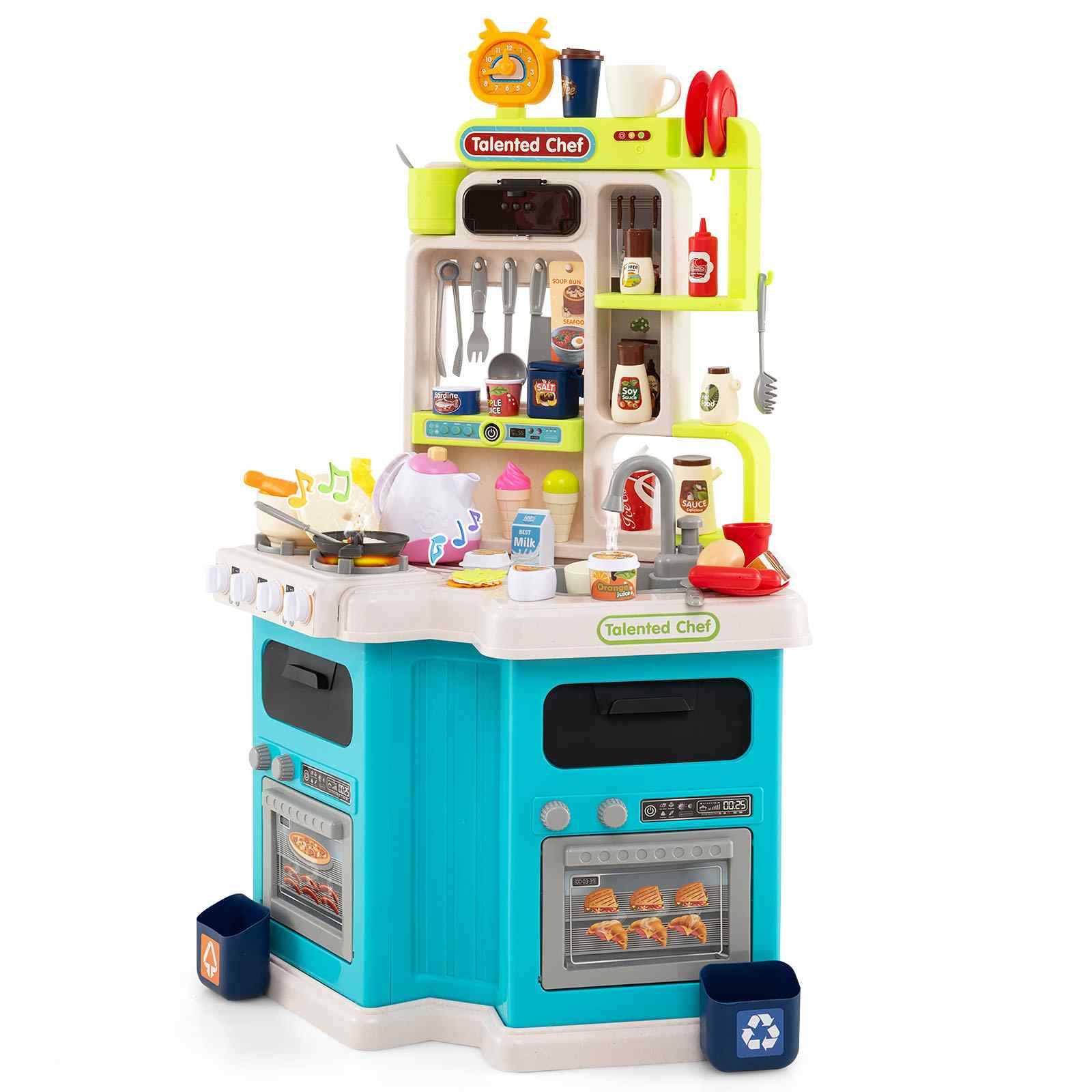 Baby Joy 113pc Kitchen Playset with Stove and Sink, Blue
