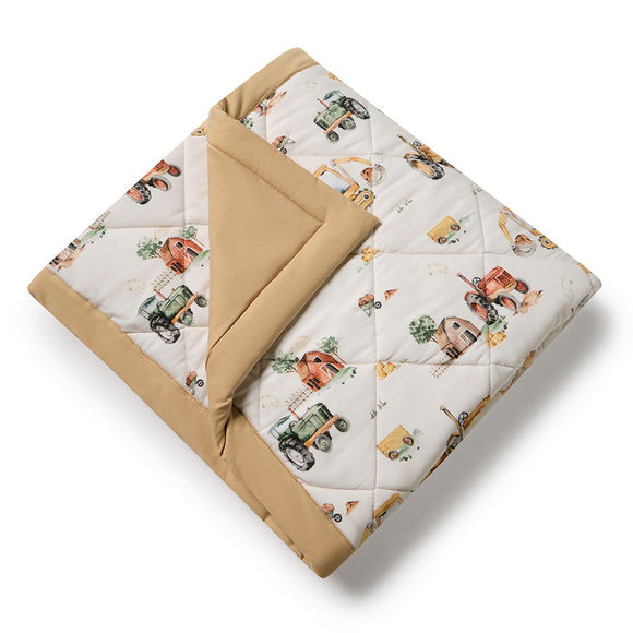 Snuggle Hunny Organic Cotton Cot Comforter - Diggers & Tractors