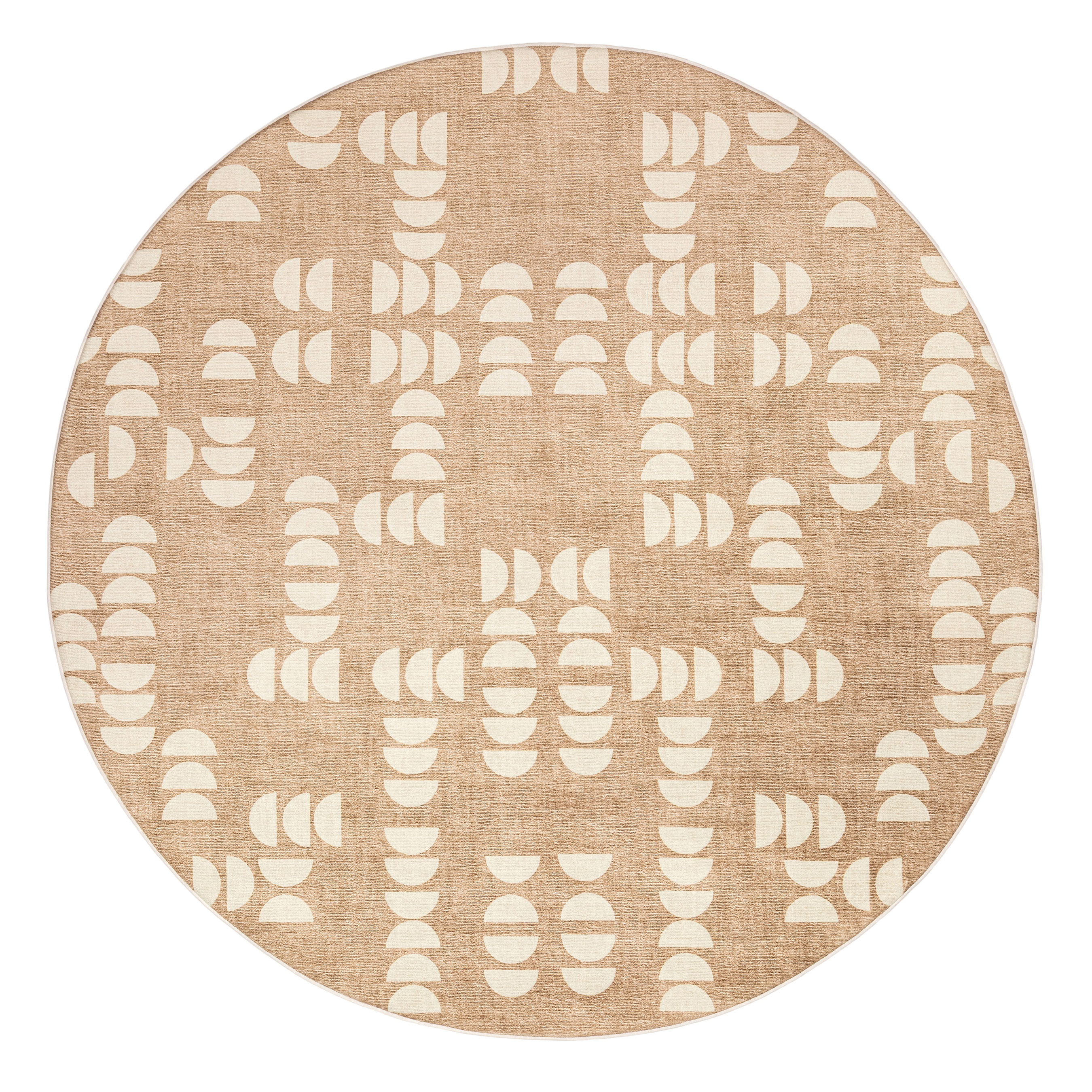 Miss Amara Alba Beige and White Geometric Rollie Pollie Round Playmat